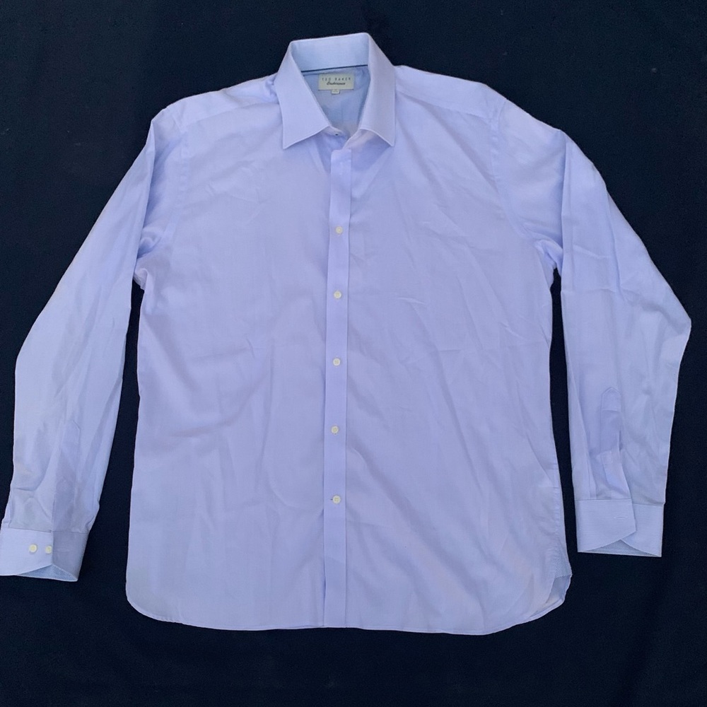 Ted Baker Endurance Button Front Shirt Men's Size 17 Blue 100% Cotton